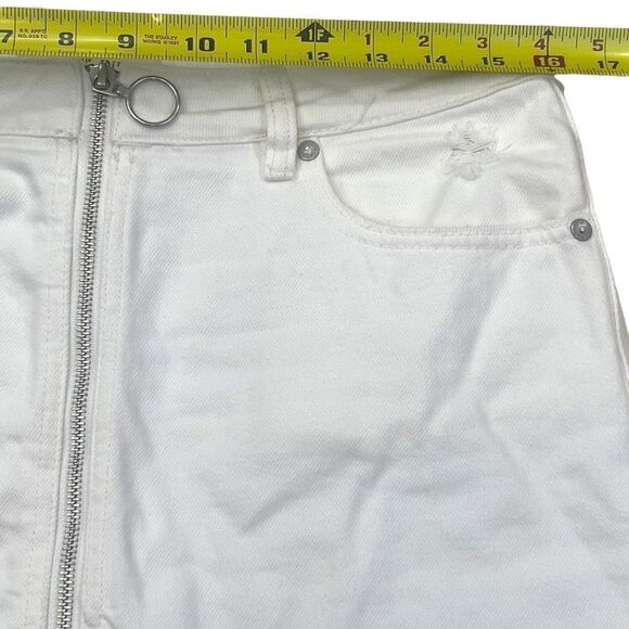 Free People Skirt Women's 27 White Front Zip Denim Jean Short Mini Skirt - Picture 5 of 8